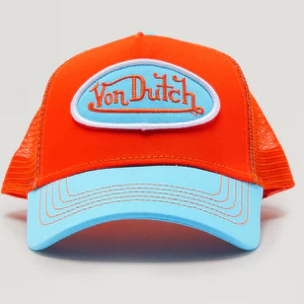 •Voltage Clash• Von Dutch New Orange & Blue Unisex Trucker Hat